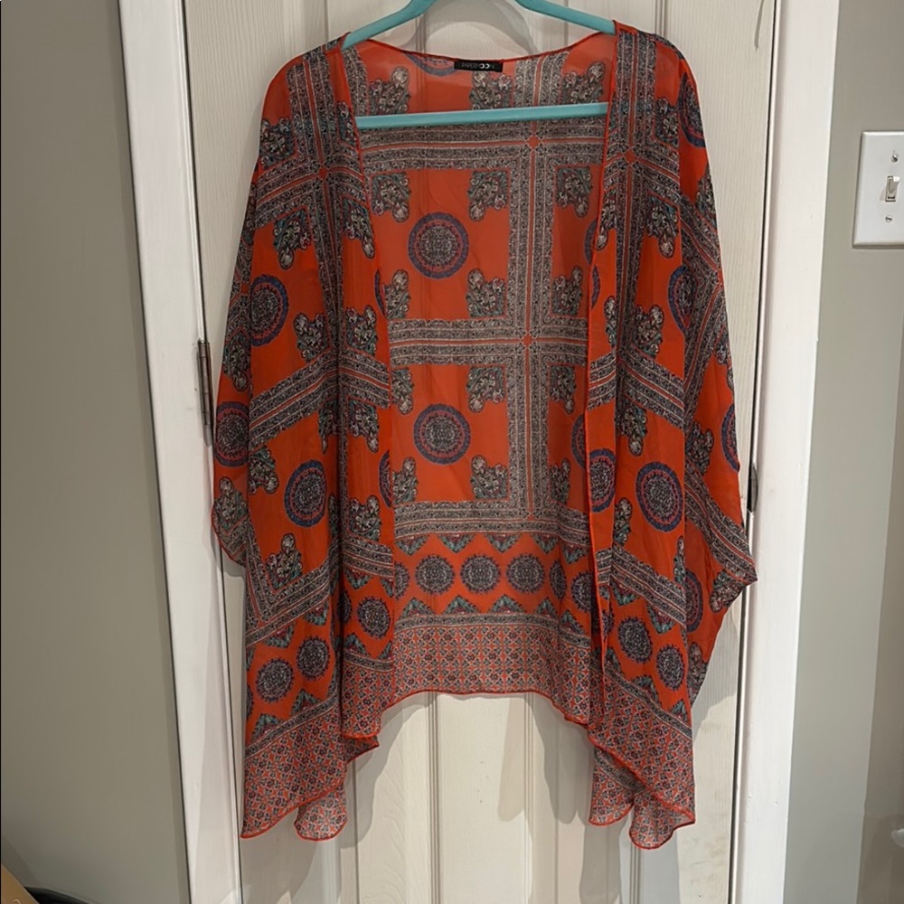 Papermoon Orange and Black Sheer Kimono